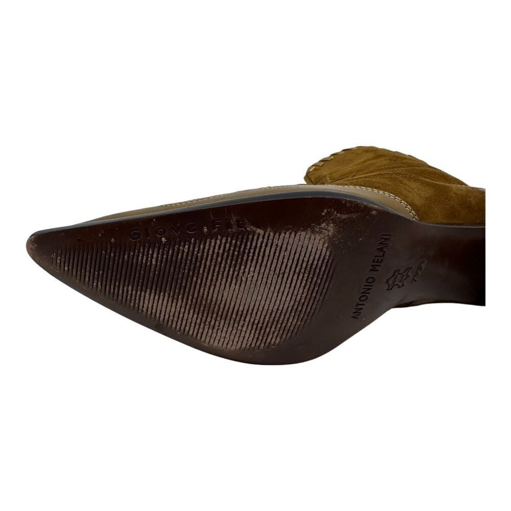 Antonio Melani Western Boots Women 7.5M Brown Suede Gold Pointed Kitten Heel - Picture 12 of 15